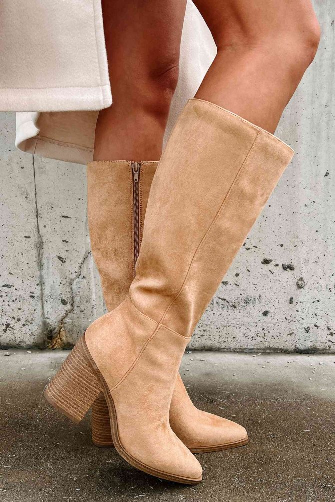 Sophisticated & Cool Faux Suede Tall Boots (Blonde) · NanaMacs - Image 2