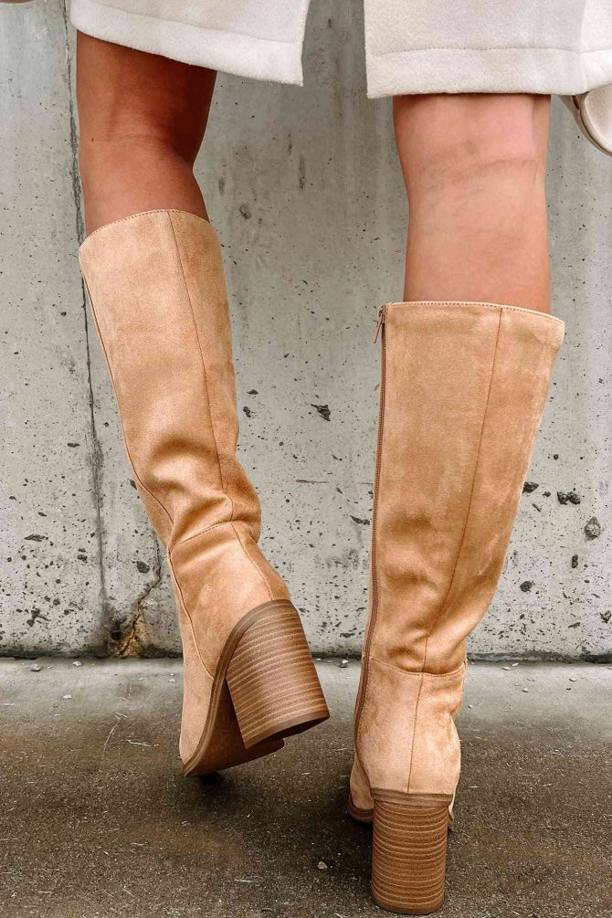 Sophisticated & Cool Faux Suede Tall Boots (Blonde) · NanaMacs - Image 4
