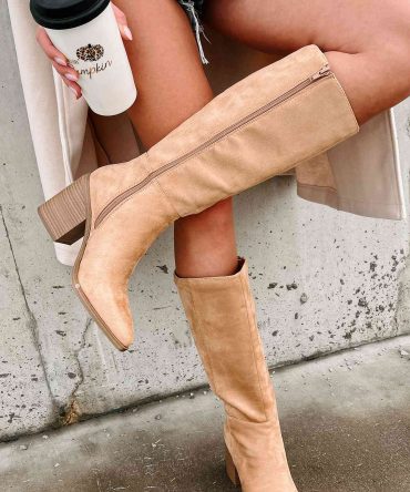 Sophisticated & Cool Faux Suede Tall Boots (Blonde) · NanaMacs