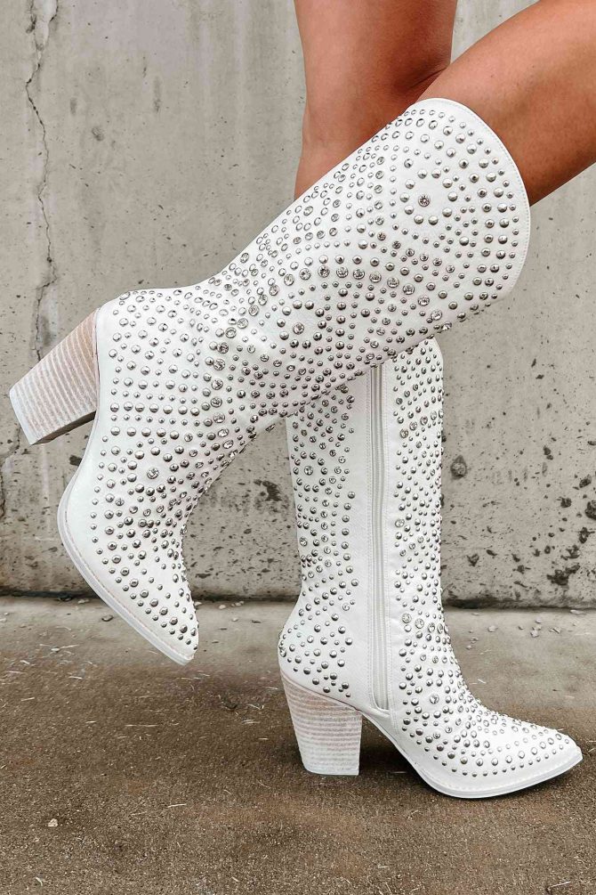 Country Soul Rhinestone/Studded Western Boots (White) · NanaMacs - Image 2