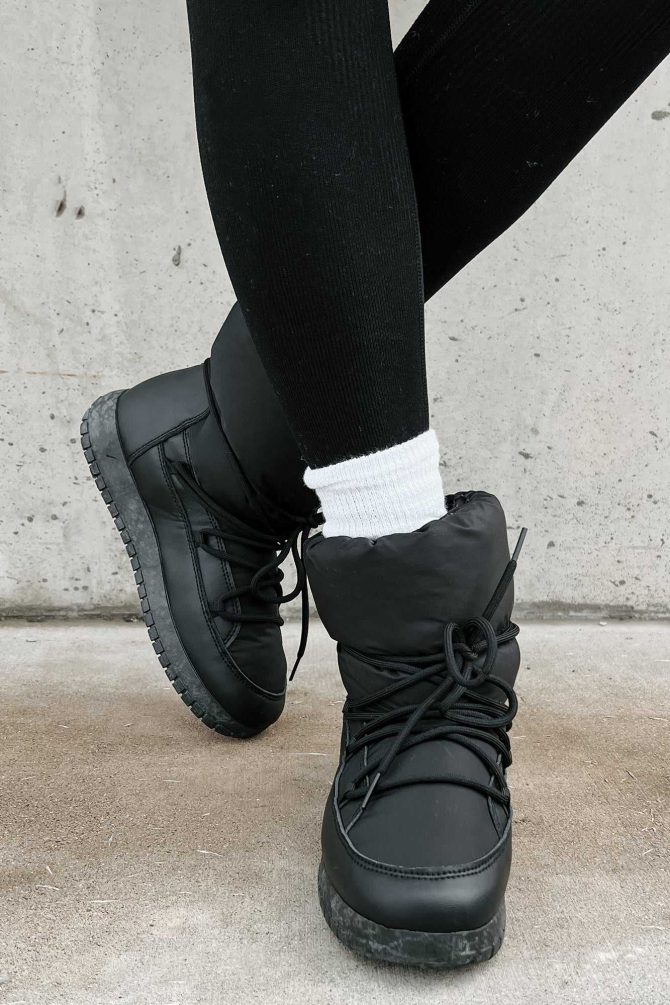 Space Girl Nylon Puffer Booties (Black Nylon) · NanaMacs - Image 3