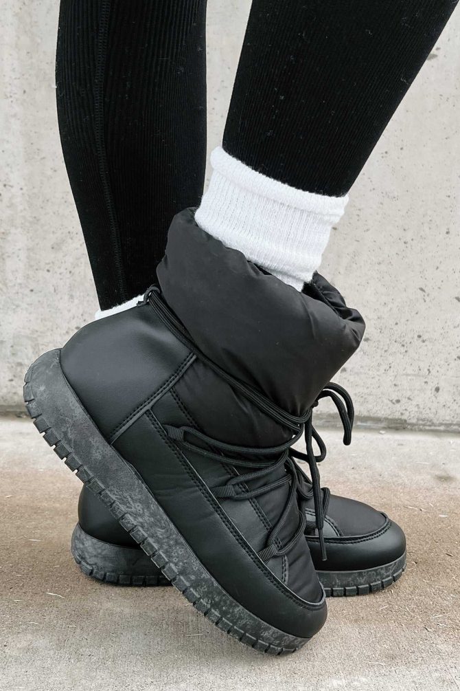 Space Girl Nylon Puffer Booties (Black Nylon) · NanaMacs - Image 4