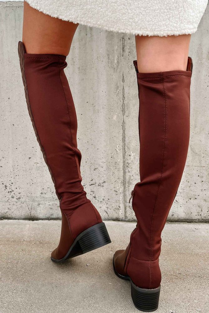 Privileged Perception Quilted Over The Knee Boots (Brown) · NanaMacs - Image 3