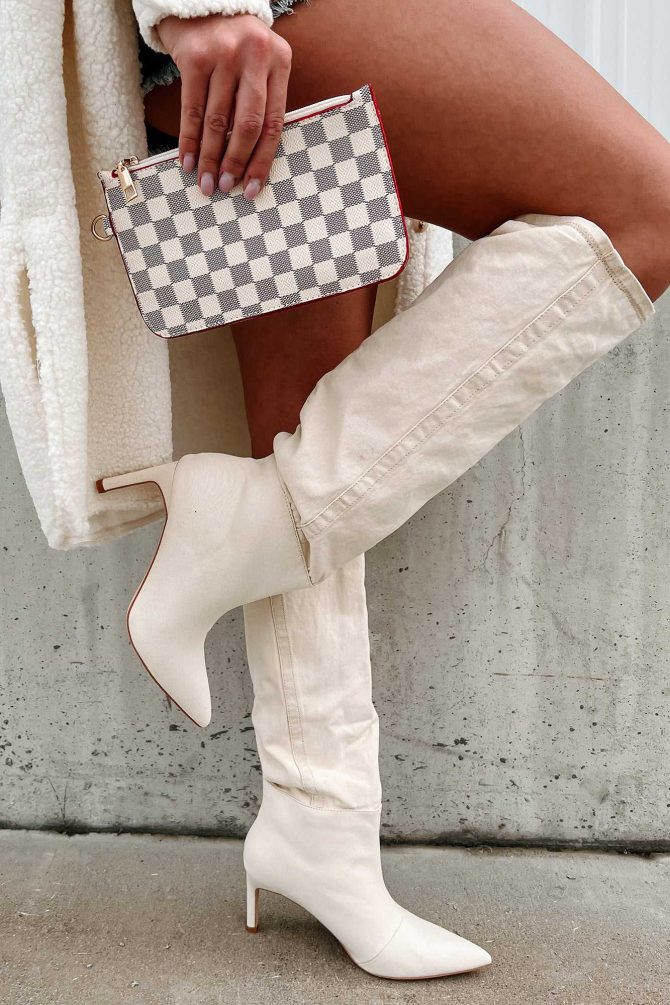 My Single Days Heeled Denim Boots (Beige Denim) · NanaMacs - Image 2