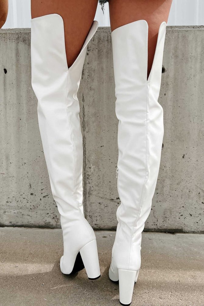 Here Comes Trouble Faux Leather Thigh High Boots (White) · NanaMacs - Image 3