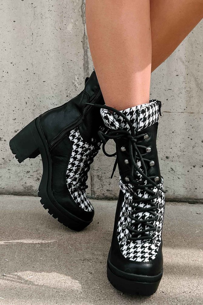City Winters Houndstooth Platform Booties (Black/White) · NanaMacs - Image 3