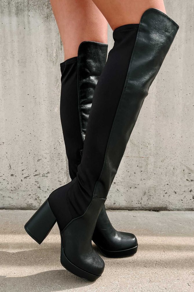 Confident In Myself Over The Knee Platform Boots (Black) · NanaMacs - Image 4