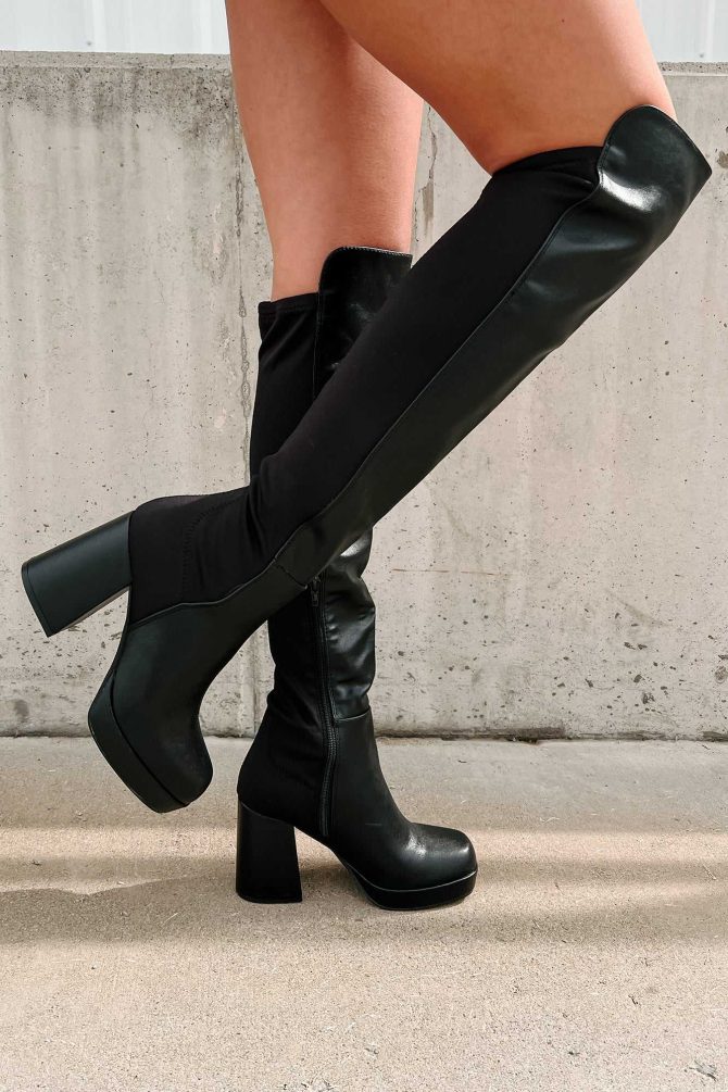 Confident In Myself Over The Knee Platform Boots (Black) · NanaMacs - Image 2