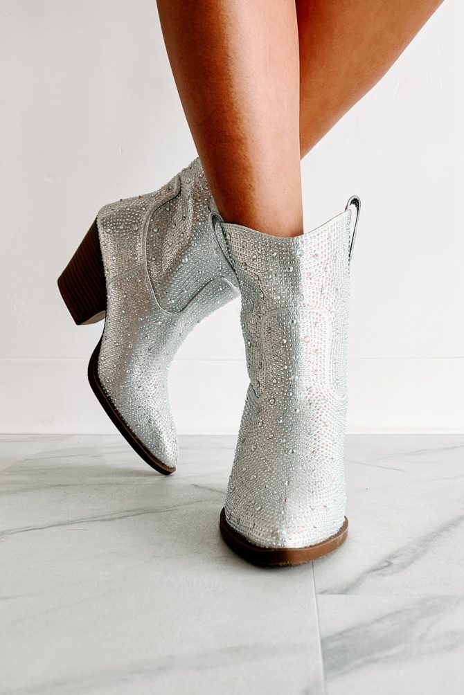 Forever Flashy Rhinestone Booties (Silver) · NanaMacs - Image 4